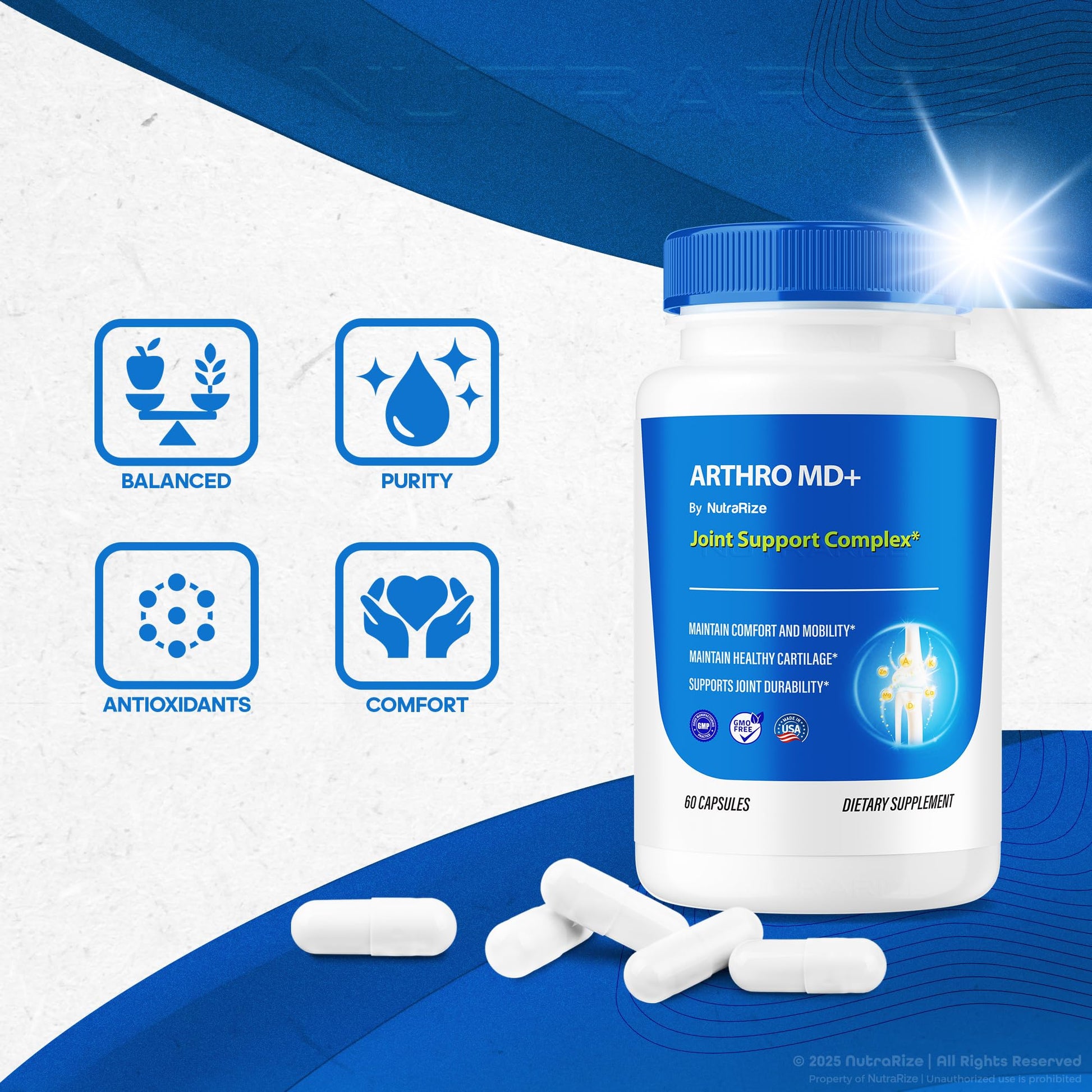 NutraRize (3 Pack) Arthro MD+ Capsules, Official Arthro MD Joint Support, All Natural Formula to Support Flexibility and Mobility, Premium Pills for Healthy Joints, Arthro M D Review (180 Capsules) NutraRizeBuy Supplements Australia