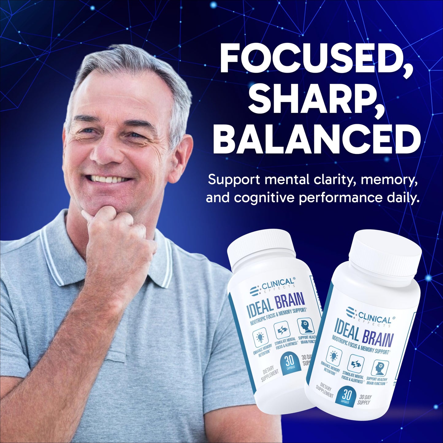 Clinical Effects Ideal Brain - Dietary Supplement for Nootropic Focus and Memory Support - 30 Capsules - B Vitamins, GABA, Alpha-GPC - Helps Support Mental Focus, and Optimal Brain Function Clinical EffectsBuy Supplements Australia