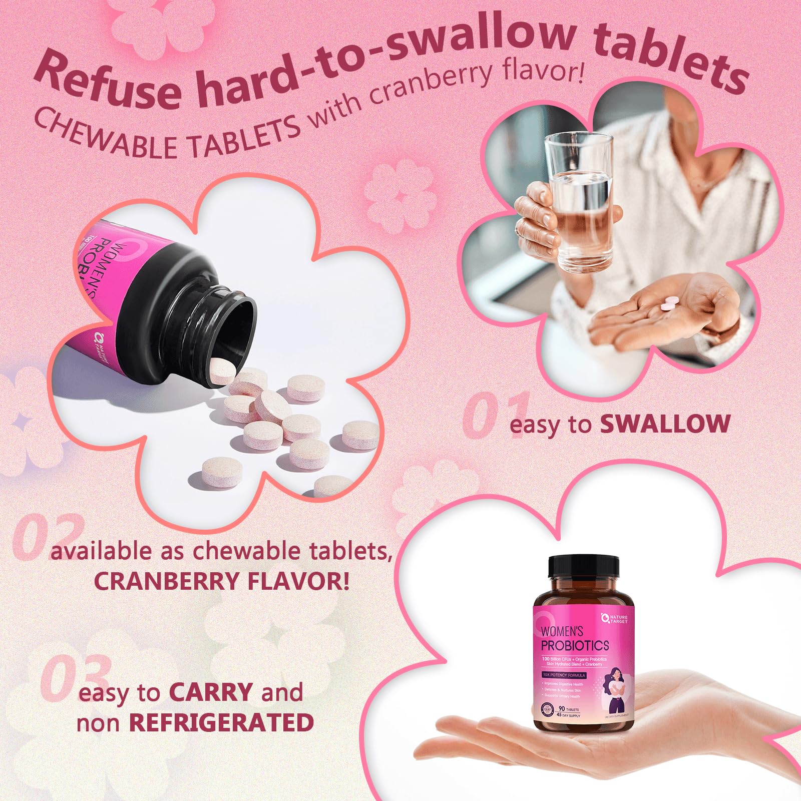 Probiotics for Women Digestive Health, Vaginal Probiotics with D-Mannose & Cranberry NATURE TARGETBuy Supplements Australia