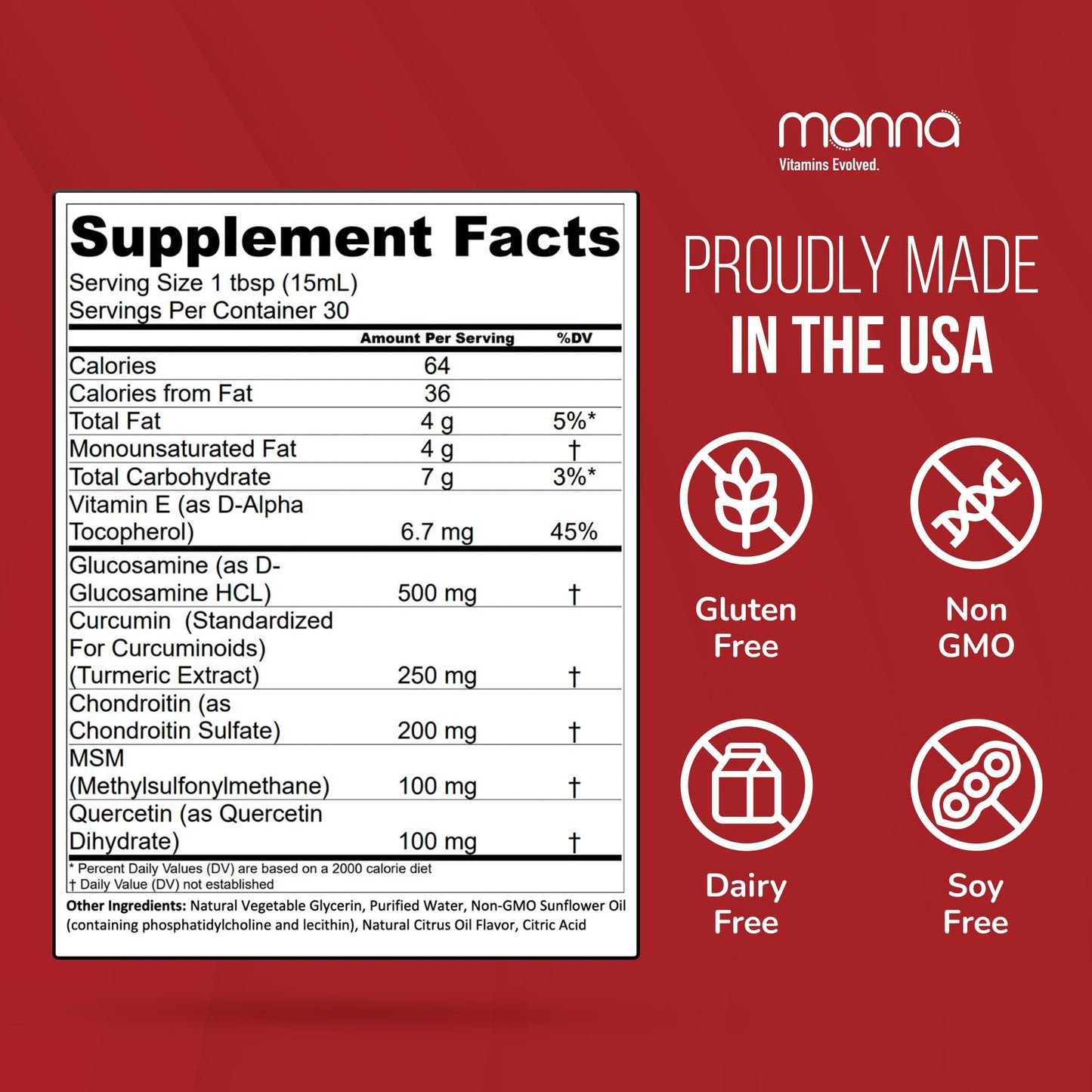 Manna Vitamins Evolved Liposomal Joint Relief Supplement for Women, Men Includes Curcumin, Glucosamine, Chondroitin, Quercetin for Joint Health, Swelling, Aches, Increase Range of Motion, Mobility Manna Vitamins EvolvedBuy Supplements Australia
