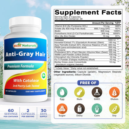 Best Naturals Anti Gray Hair Formula, 60 Count Best NaturalsBuy Supplements Australia