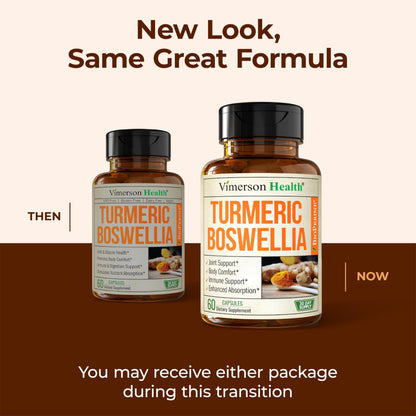Turmeric Supplement w/Boswellia Serrata – Daily Support for Joint Health & Comfort – Organic Turmeric Curcumin Powder, Bioperine for Enhanced Absorption & Ginger Root – 60 Boswellia Extract Capsules Vimerson HealthBuy Supplements Australia
