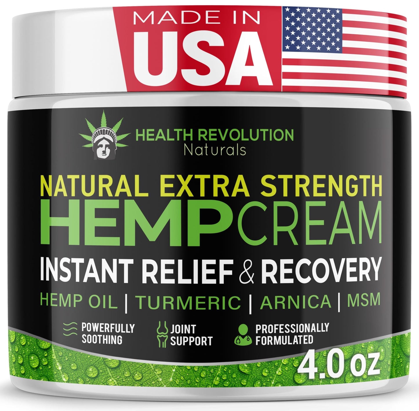 Health Revolution Hemp Arnica Cream Maximum Strength - Soothes Muscles, Joints, Feet, Nerve, Back, Knee, Hip, with Arnica, MSM, Emu, Turmeric - Expertly Formulated 4oz Health RevolutionBuy Supplements Australia