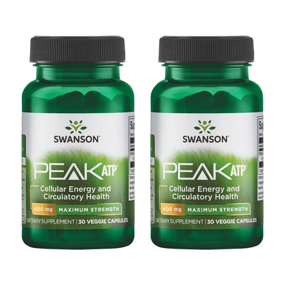 Swanson Maximum Strength Peak ATP Cellular Energy Supplement for Athletes and Active Adults Seeking Performance and Recovery Support - 400 mg (30 Veggie Capsules, 2 Pack) SwansonBuy Supplements Australia