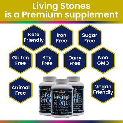 Living Stones, Complete Mineral Supplement with Zinc, Calcium, Magnesium, Selenium, Trace Minerals, No Added Iron, with MSM (Organic Sulfur) and Shilajit, Premium Absorption (30-Day Supply - 180 Caps) 7 LightsBuy Supplements Australia
