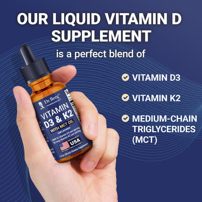 Dr. Berg Maximum Strength Vitamin D3 K2 Liquid Drops with MCT Oil – 5,000 IU Liquid Vitamin D3 with K2 – Supports Strong Bones, Heart, Energy, Immunity, and Overall Vitality* - Unflavored 1 Fl Oz Dr. Berg NutritionalsBuy Supplements Australia