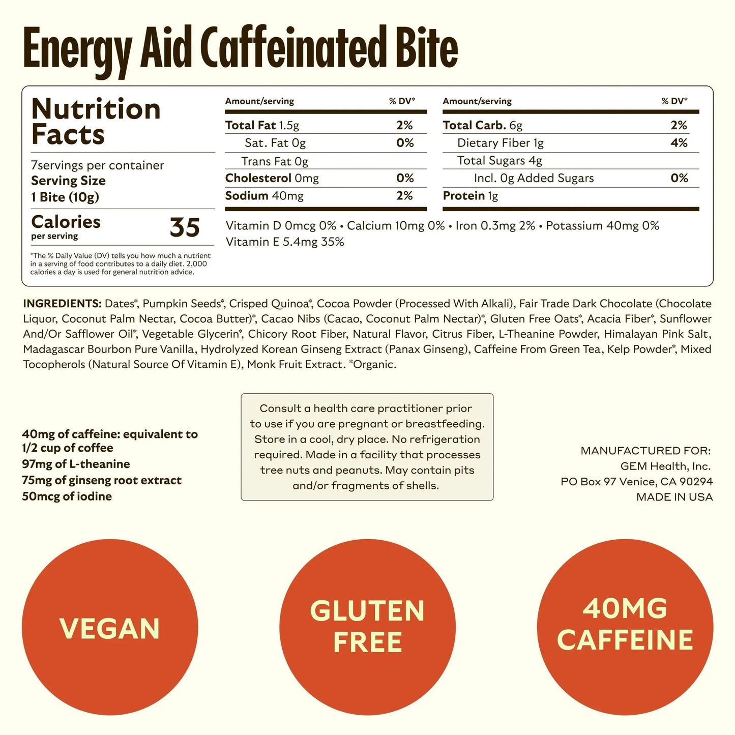 GEM Daily Superfood and Energy Support for Women & Men, Natural Whole Foods with Essential 20+ Whole-Food Vitamins, Minerals GEM
