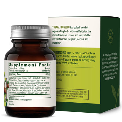 Banyan Botanicals Organic Yogaraj Guggulu – Joint Support & Mobility Supplement – Ayurvedic Herbal Blend for Flexibility, Neuromuscular Comfort – Deep Systemic Detox – 90 Tablets – USDA Organic* Banyan BotanicalsBuy Supplements Australia