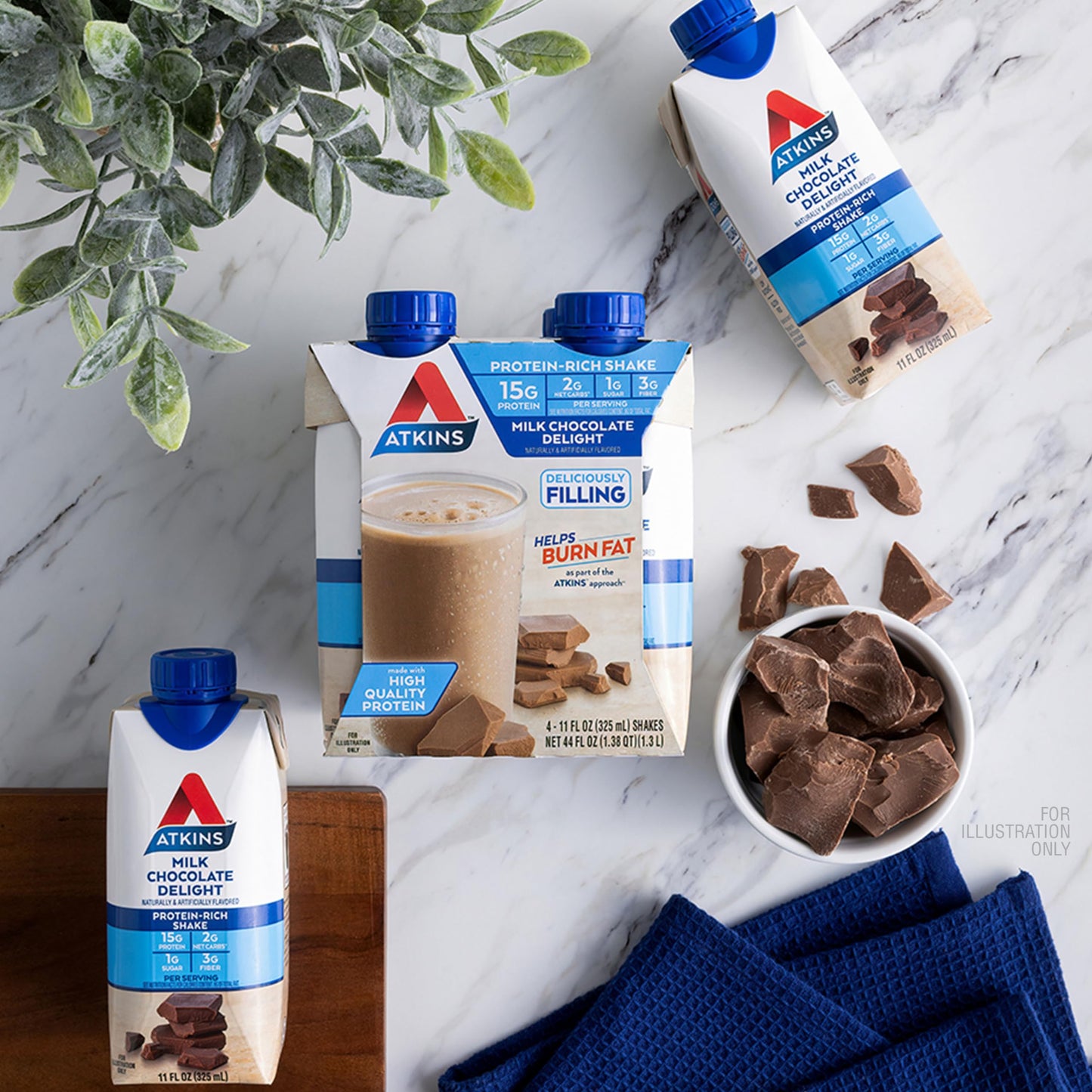 Atkins Milk Chocolate Delight Protein Shake, 15g Protein, Low Glycemic, 2g Net Carb AtkinsBuy Supplements Australia