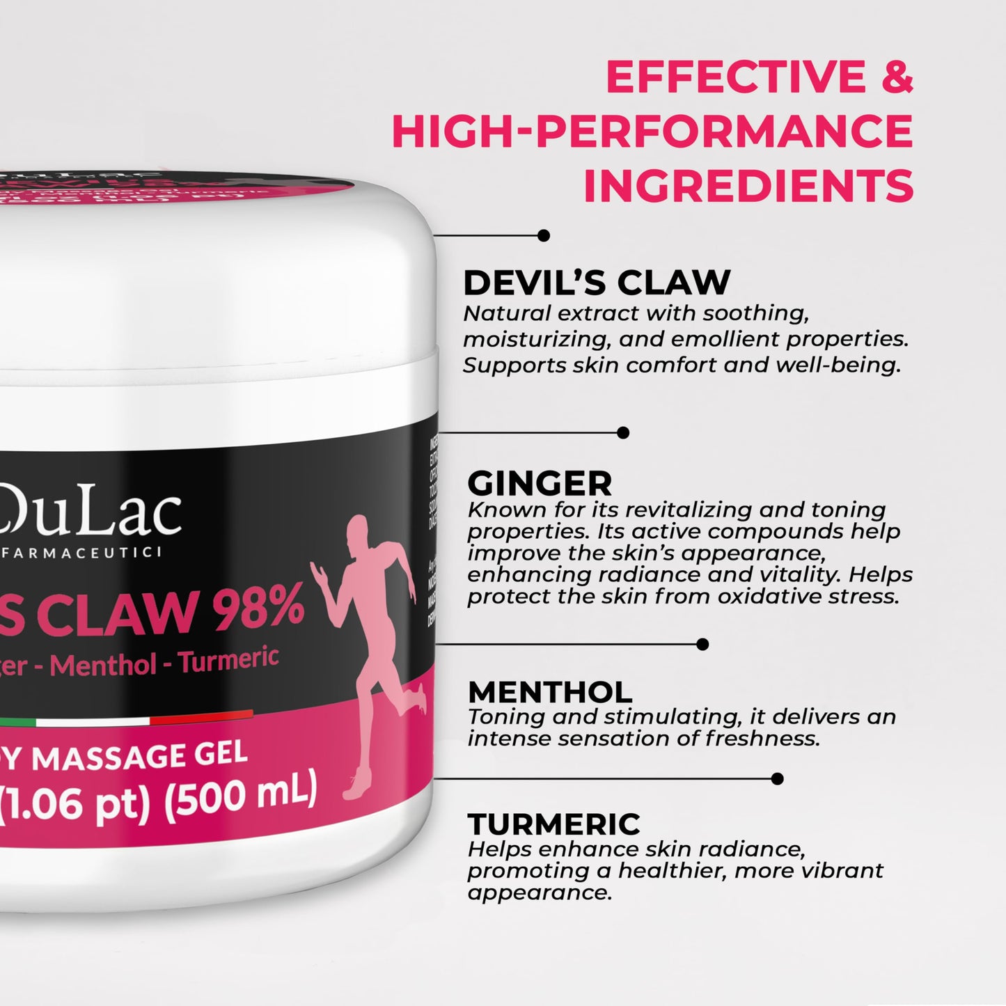 Dulac - Devil's Claw 98% Cream Maximum Strength 16.9 Fl Oz, Natural Joint and Muscle Comfort Cream, Enriched with Menthol for Cool Effect DULÀC FARMACEUTICI 1982Buy Supplements Australia