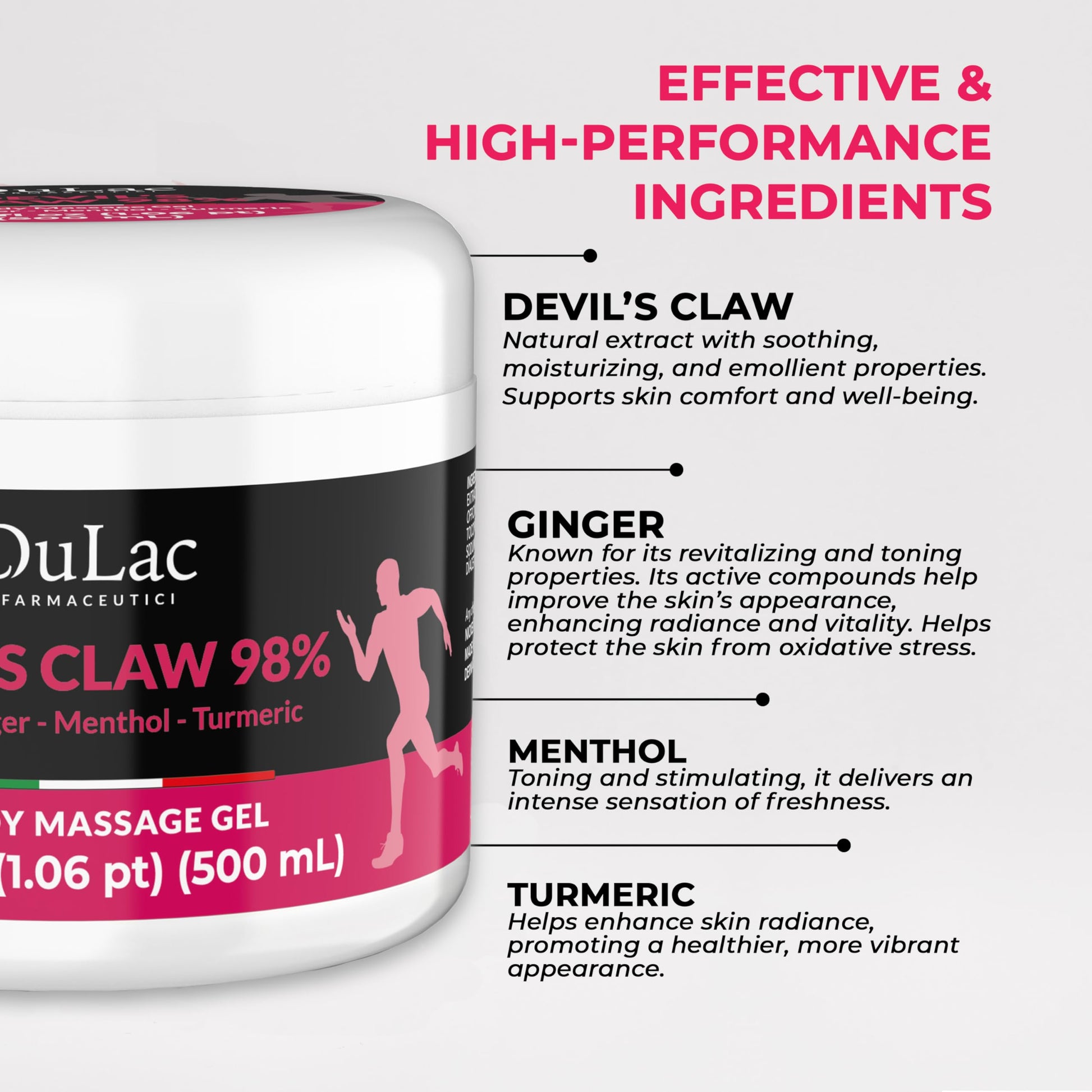 Dulac - Devil's Claw 98% Cream Maximum Strength 16.9 Fl Oz, Natural Joint and Muscle Comfort Cream, Enriched with Menthol for Cool Effect DULÀC FARMACEUTICI 1982Buy Supplements Australia