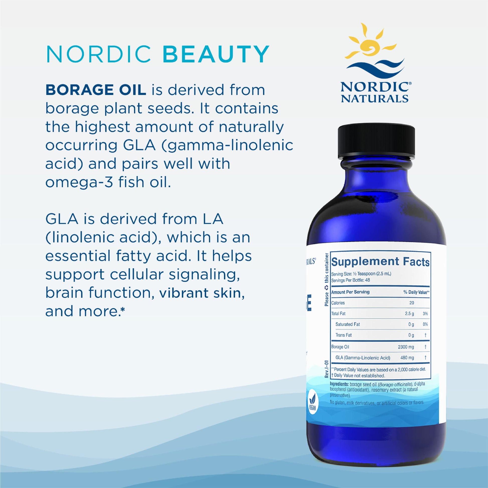 Nordic Naturals Nordic Beauty Borage Oil, Unflavored - 4 Ounces - Borage Seed Oil, Unique Omega-6 for Healthy and Hydrated Skin, 480 Milligrams of GLA - Non-GMO - Vegan, 48 Servings Nordic NaturalsBuy Supplements Australia