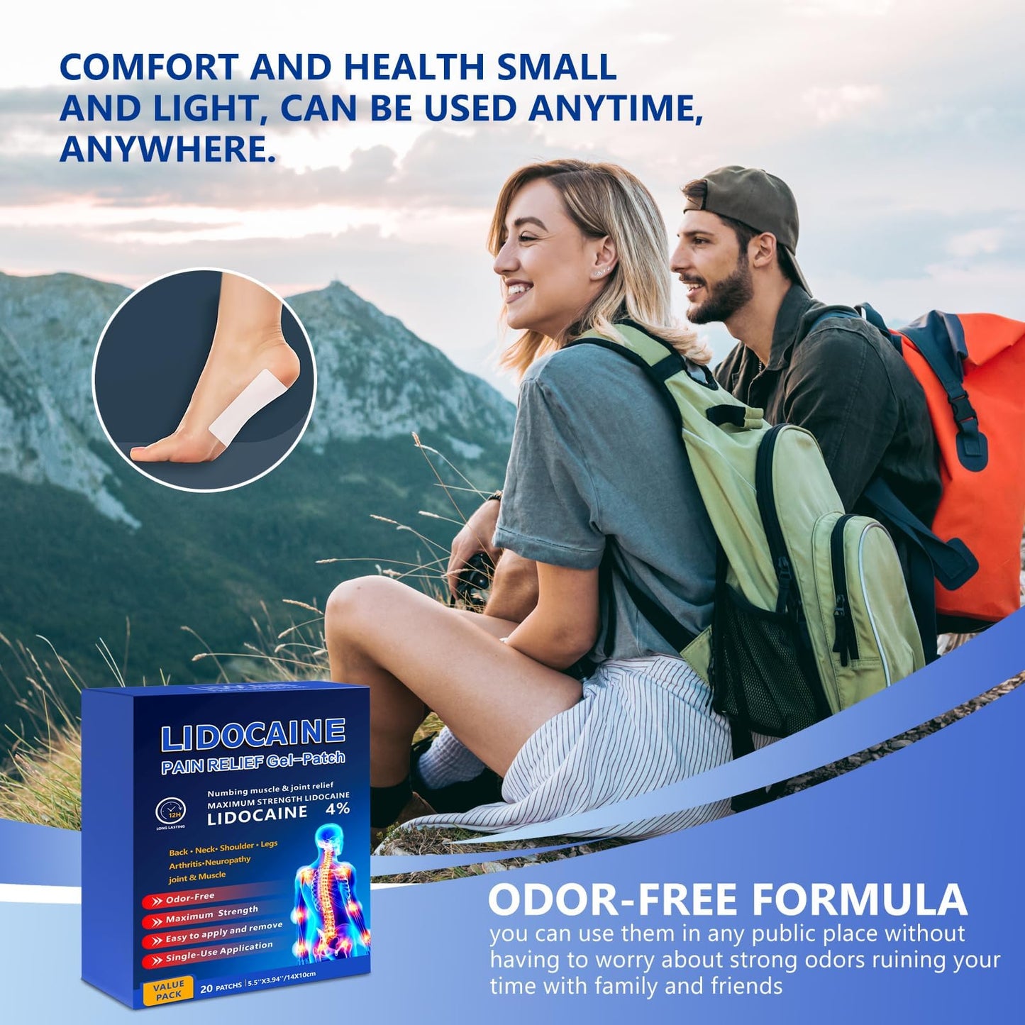 KIbabyDI Professional Lidocaine Pain Relief Patches - 20 Count | 4% Medicated Gel Patches for Targeted Joint & Muscle Comfort | Long-Lasting 12-Hour Relief, Ultra-Flexible Design -lb234 KIbabyDIBuy Supplements Australia