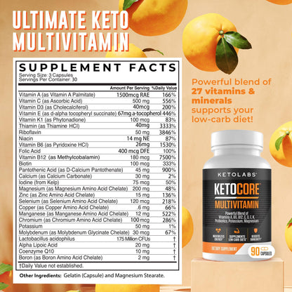 Ketolabs Ketocore Keto Vitamins | Keto Multivitamin for Men & Women | Keto Supplements KetolabsBuy Supplements Australia