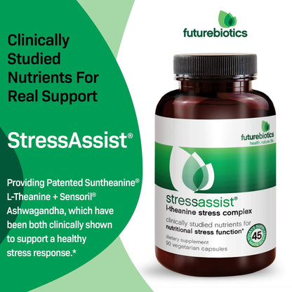Futurebiotics Stressassist L-theanine Ashwagandha and Rhodiola Rosea Stress Complex - Natural Nutritional Stress Function, 90 Vegetarian Capsules FuturebioticsBuy Supplements Australia