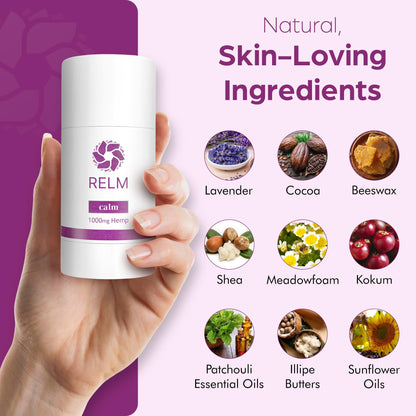 Relm Wellness Hemp Cream Relief - Maximum Strength Oil Roll On - Lavender Essential Oil - 1000mg Hemp - Nighttime Calming Creme | Great for sore Knee, Back, Joints and Muscles | Solid Lotion Balm Relm WellnessBuy Supplements Australia