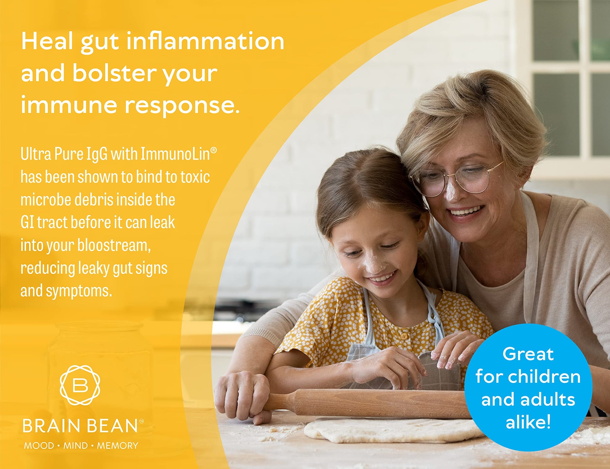 Brain Basics Ultra Pure IgG Supplement - Dairy-Free Supplement IgG-Immunolin Powder, Blended Vitamin & Mineral Supplements, 150g, 60 Servings Brain BeanBuy Supplements Australia