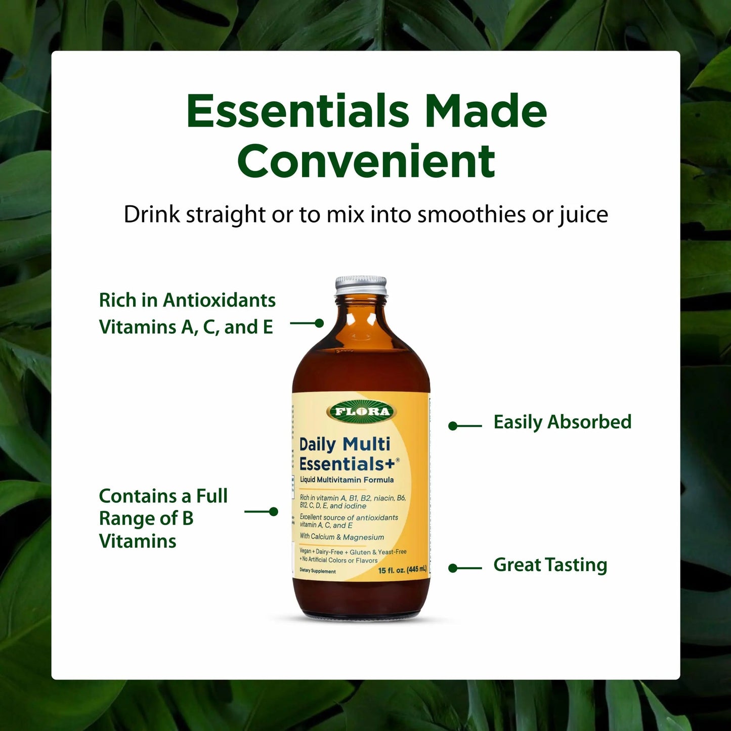 Flora - Daily Multi Essentials+, Liquid Multivitamin Formula, 13 Essential Vitamins & Minerals, 15 Fl Oz FloraBuy Supplements Australia
