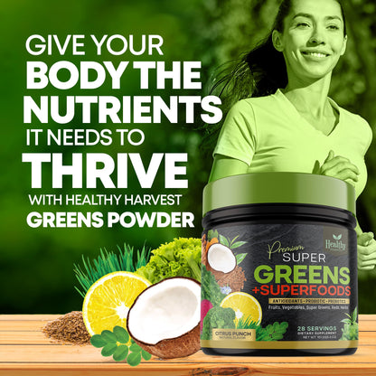 Greens Powder Superfood Supplement - Super Green Reds Smoothie Mix Blend with Spirulina Healthy Harvest NutritionBuy Supplements Australia