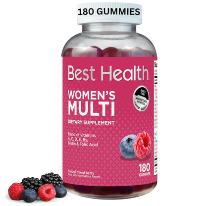 Best Health Women’s Multivitamin Gummies, Multivitamin for Women with Biotin, Folic Acid, Vitamins A,C,D,E,Natural Mixed Berry Flavor (180ct) Best HealthBuy Supplements Australia