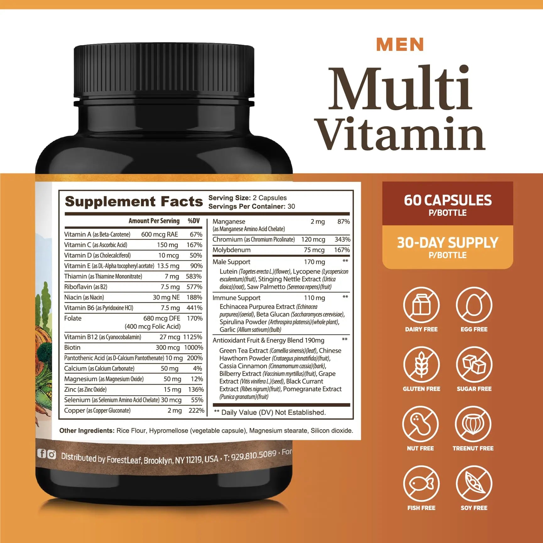 ForestLeaf Daily Vitamin Multivitamin for Men, Multi-Vitamin for Men - Mens Multivitamins & Multiminerals Supplement | ForestLeaf