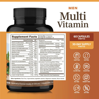 ForestLeaf Daily Vitamin Multivitamin for Men, Multi-Vitamin for Men - Mens Multivitamins & Multiminerals Supplement | ForestLeaf