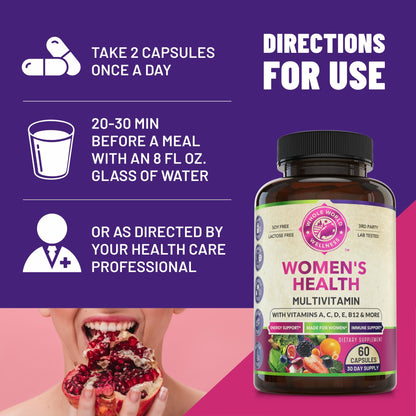 Womens Daily Multivitamins & Multimineral Supplement for Energy, Mood, Focus, Hair WHOLE WORLD WELLNESSBuy Supplements Australia