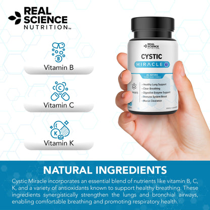 Real Science Cystic Miracle - Lung Support Supplement for Breathing Support and Mucus Clearance – with Vinitrox & GABA to Help Clear Lungs and Aid Respiratory Health, Made in USA, 60 Caps Real Science NutritionBuy Supplements Australia