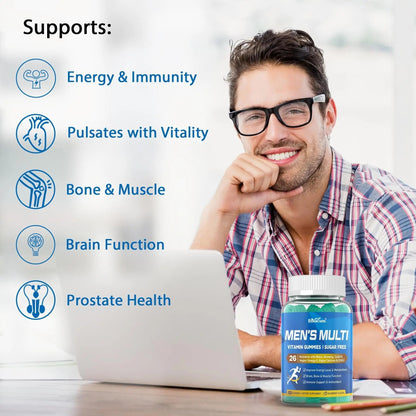 Methylated Multivitamin for Men Gummies, Vegan Omega 3, CoQ10, Zinc, Vitamin A C D3 K2 E B Complex, Calcium, Magnesium, Lycopene EnvyCureBuy Supplements Australia