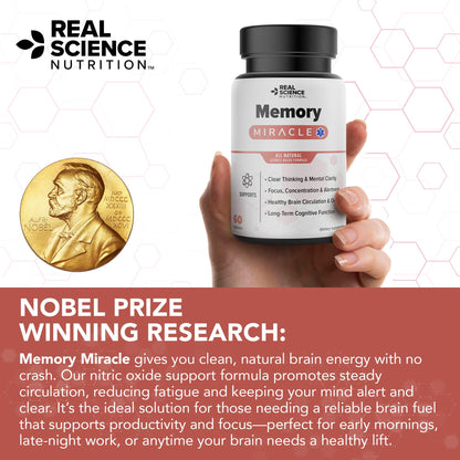 Real Science Nutrition Offers Memory Miracle – Brain and Memory Support Supplement for Focus, Mental Clarity & Brain Health – Nootropic Brain Booster with Nitric Oxide – 60 Capsules Real Science NutritionBuy Supplements Australia