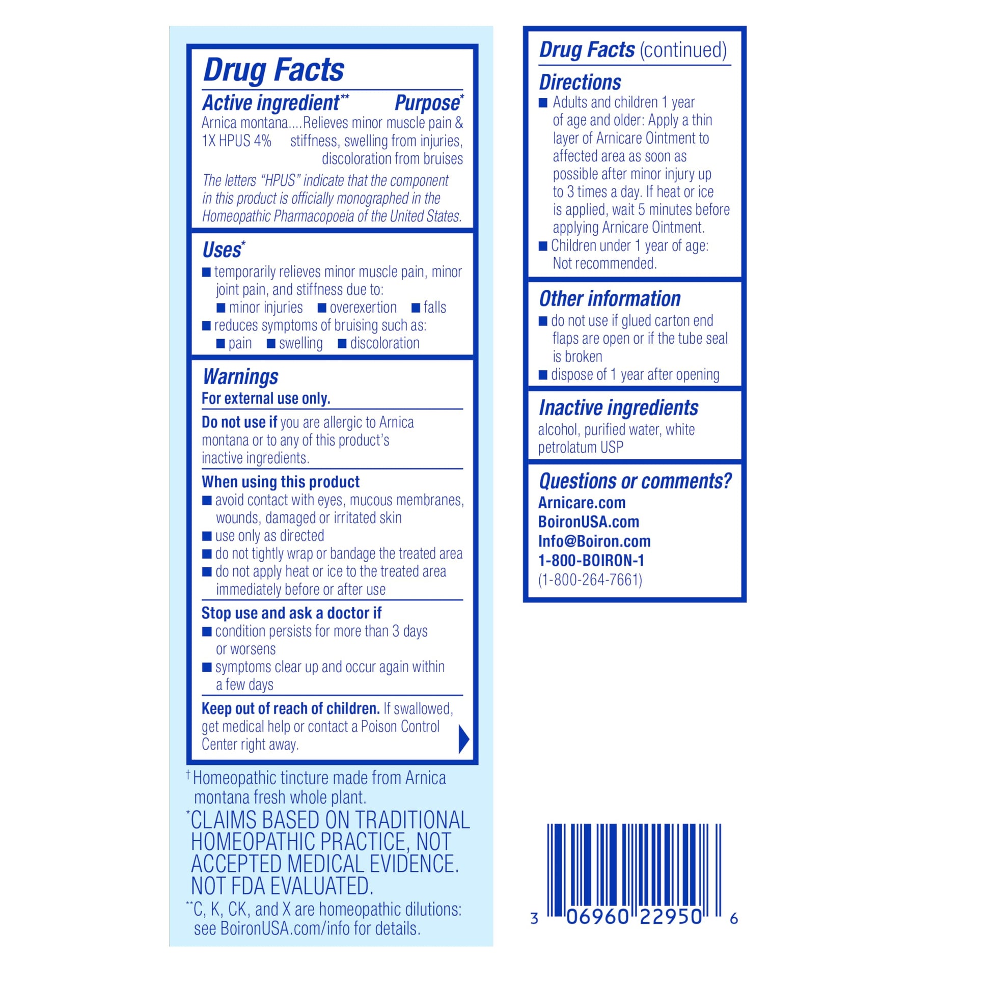 Boiron Arnicare Ointment for Relief of Joint Pain, Muscle Pain, Muscle Soreness, and Swelling from Bruises or Injury - Non-greasy and Fragrance-Free - 1 oz BoironBuy Supplements Australia
