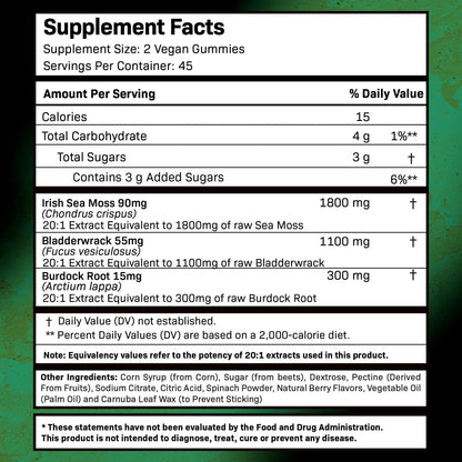 WELLNESS LABSRX Sea Moss Gummies, 3200mg Irish Sea Moss Mixed Berry Flavor with Maximum Potency Bladderwrack and Burdock Root - Supports Skin, Energy and Immunity - 180 Count WELLNESS LABSRXBuy Supplements Australia