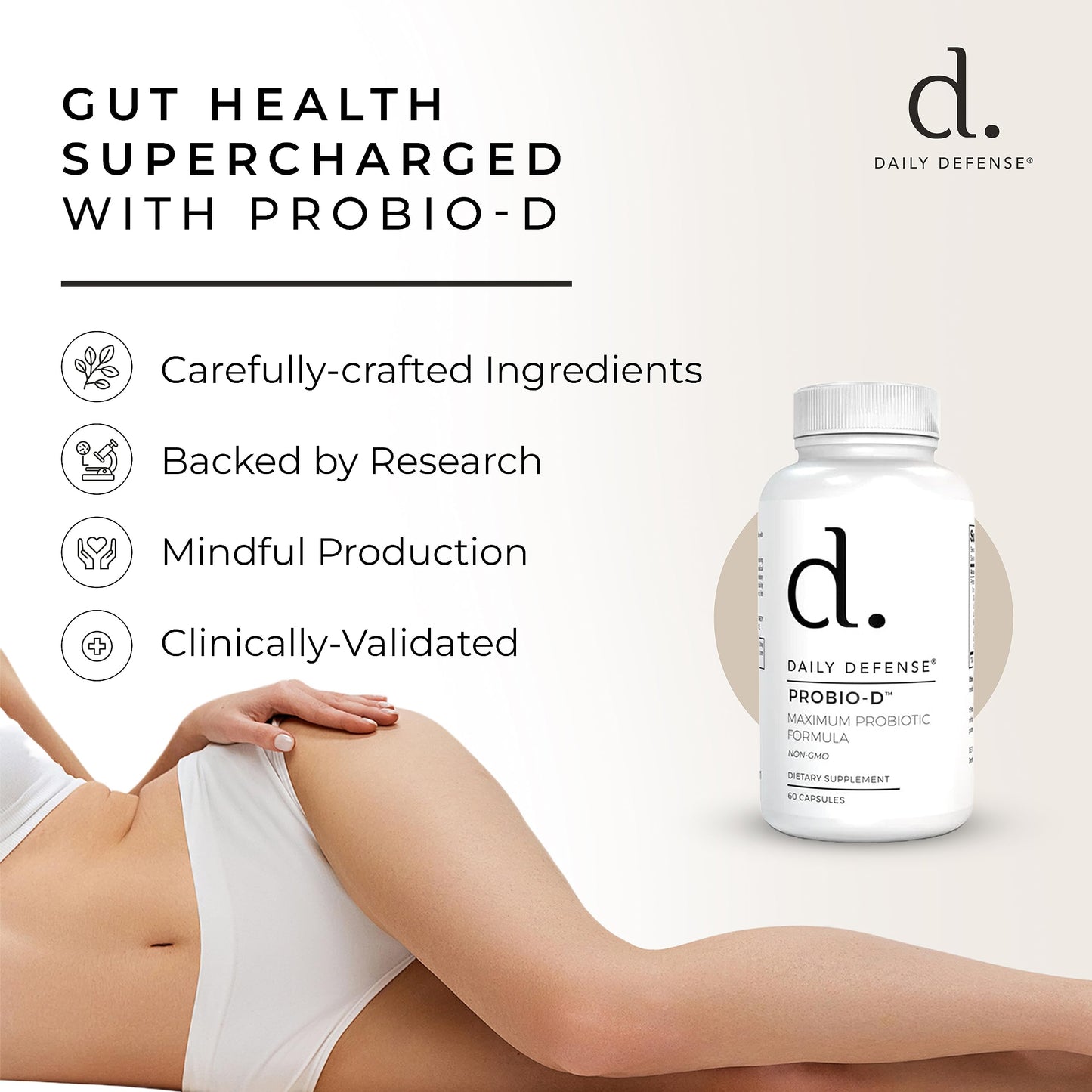 Daily Defense Probiotic Immune Support Supplement - Daily Probiotics for Men with Constipation & Gas - Digestion and Bloating Supplement & Probiotics for Women - 60 Capsules, PROBIO-D Daily DefenseBuy Supplements Australia