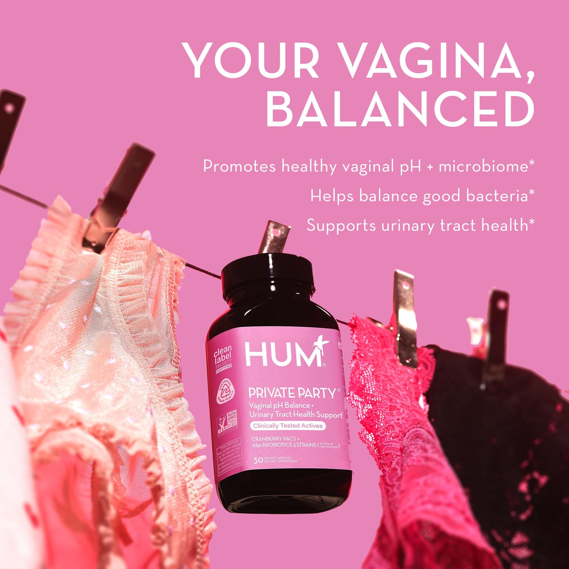 HUM Private Party Pills - Vaginal Probiotics for Women's Ph Balance with Cranberry HUMBuy Supplements Australia