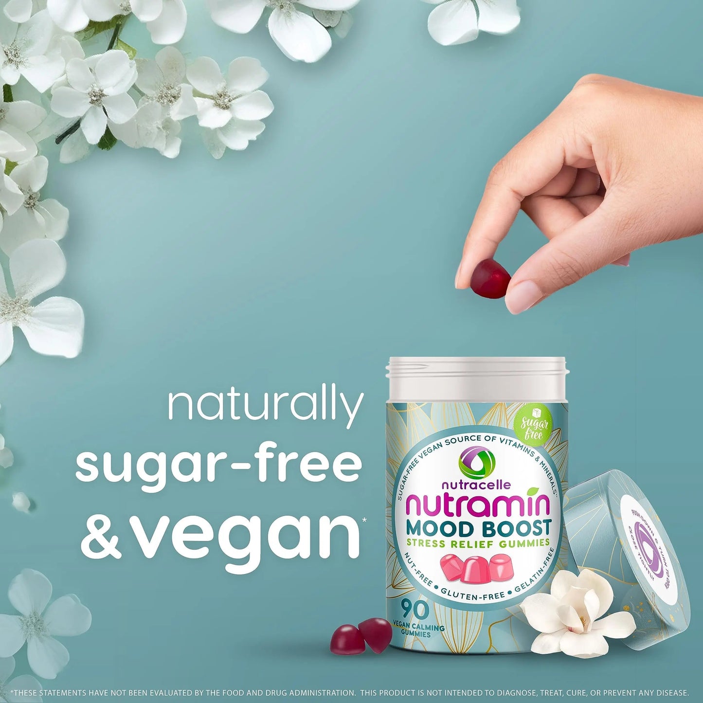 NUTRAMIN Mood Boost Multivitamin Gummy - Delicious & Yummy Anti-Stress Magnesium Ashwagandha Gummies + B Complex Vitamins for Focus and Calm Nutracelle