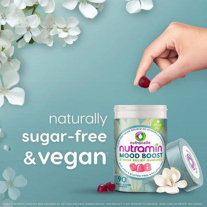 NUTRAMIN Mood Boost Multivitamin Gummy - Delicious & Yummy Anti-Stress Magnesium Ashwagandha Gummies + B Complex Vitamins for Focus and Calm Nutracelle