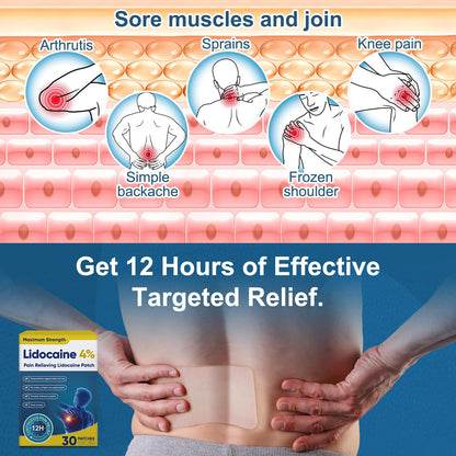 Teemofe 4% Lidocaine Pain Relief Patches – Maximum OTC Strength, Fast-Acting Targeted Relief, 30 Count, for Muscle & Joint Discomfort-0306 TeemofeBuy Supplements Australia
