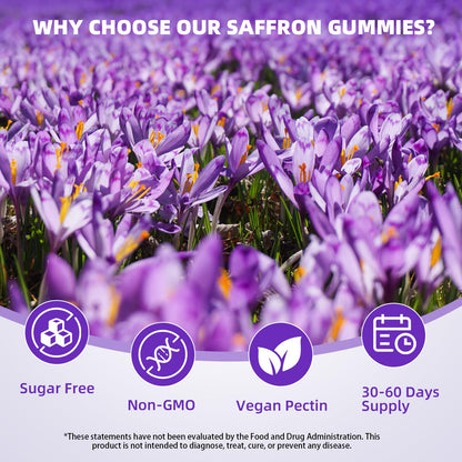 Saffron Supplement Gummies for Kids & Adults Supports Antioxidant Function with Ashwagandha, L-Theanine, Rhodiola Rosea, Lemon Balm, Vitamin D3, B6, Magnesium & Zinc – Raspberry Flavor, 60 Count MchokuuBuy Supplements Australia