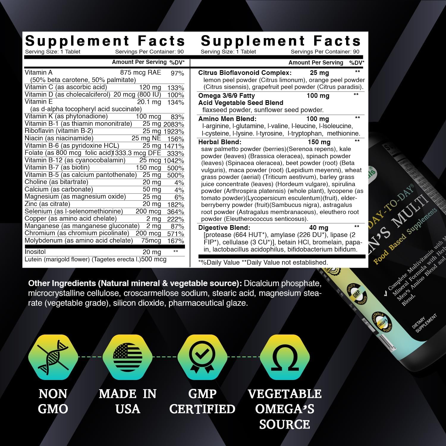 Best Naturals Day-to-Day Men's Multivitamin Food Based Supplement with Vitamin A, L-Arginine, L-Glutamine, L-Lysine- 90 Tablets Best NaturalsBuy Supplements Australia
