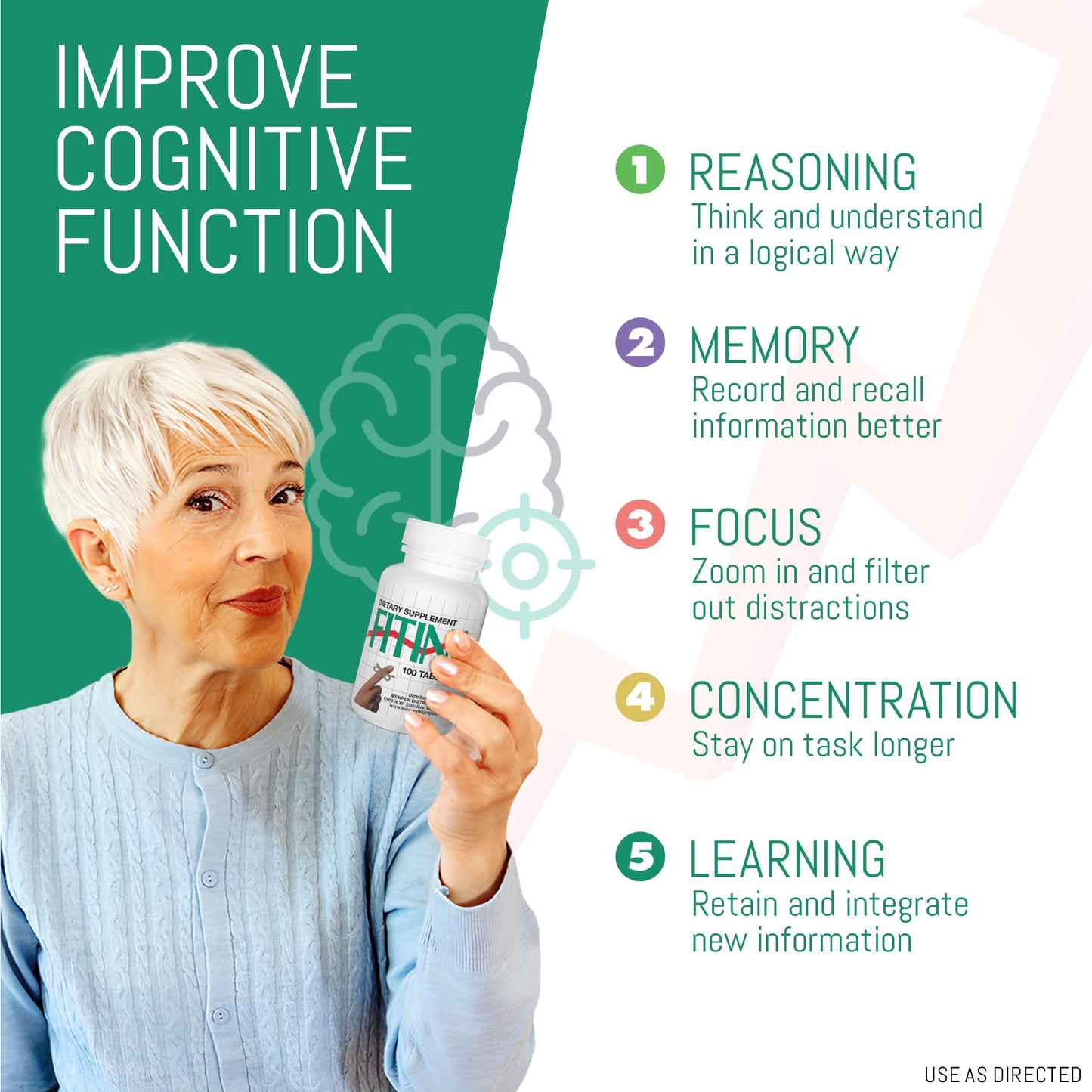 FITINA Brain Supplement with Vitamin B6 & Thiamine for Memory, Focus and Cognitive Support | High-Dose B Vitamins for Nervous System Brain Health, Daily Formula for Adults, 60 Tablets (1-Pack) FitinaBuy Supplements Australia