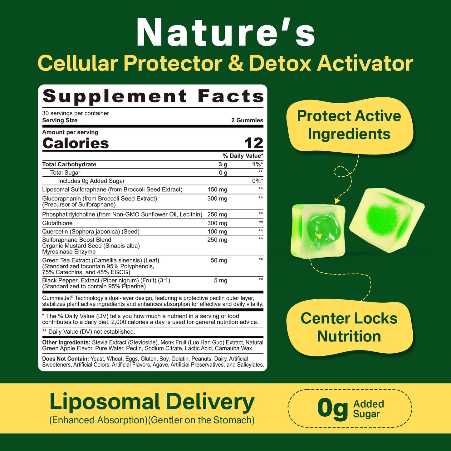 Liposomal Sulforaphane Supplement 150mg, from Broccoli Seed Extract w/Myrosinase, Quercetin, Glutathione, Sulforaphane Supplement Gummies for Antioxidants Detox Cellular Brain Health, Chewable 60Cts LILICAREBuy Supplements Australia