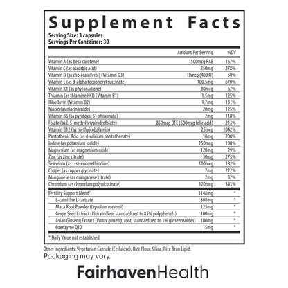 Fairhaven Health FertilAid for Men | Male Fertility Supplement for Count and Motility | Pre-Conception Support with L-Carnitine, CoQ10