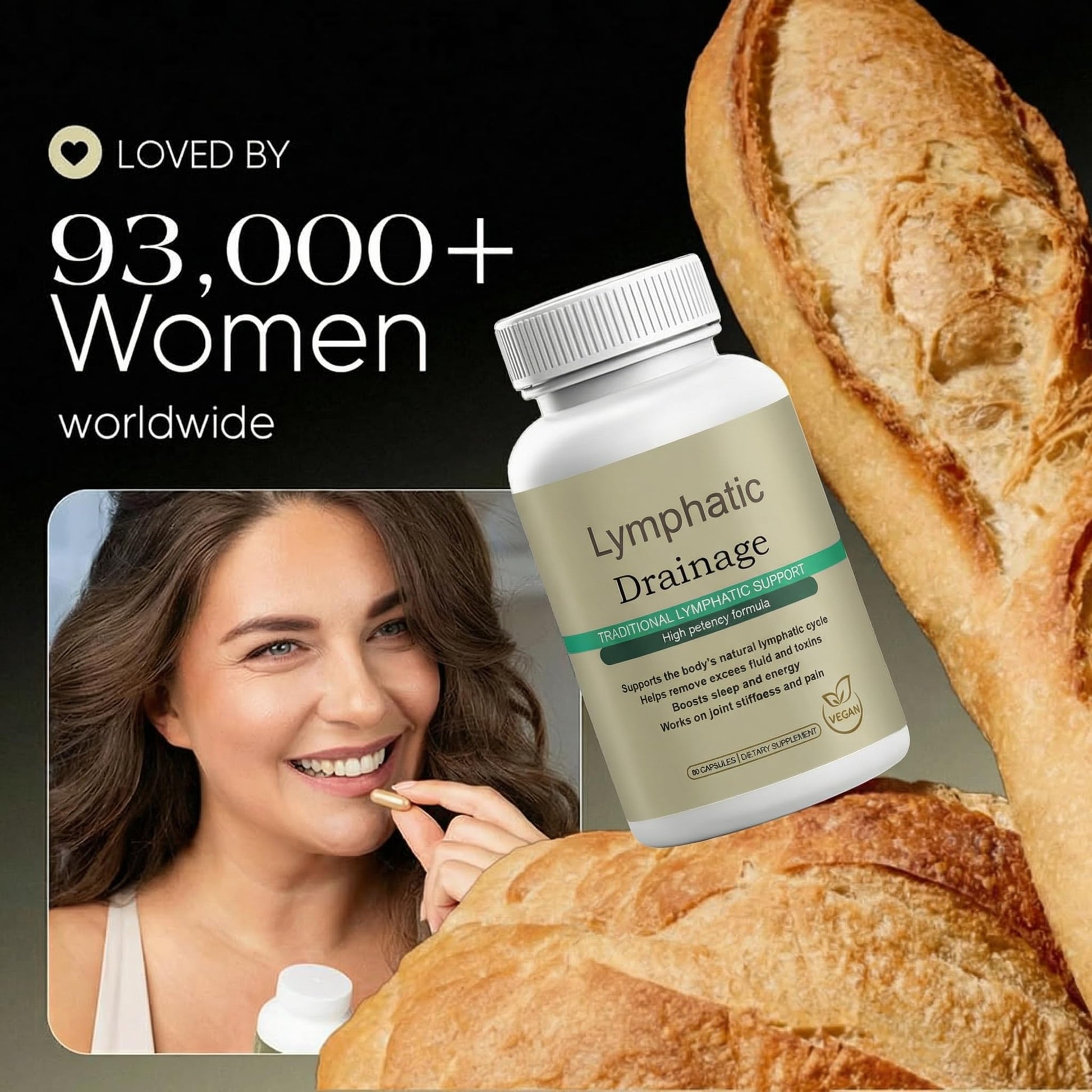 Megacephalus Lymphatic Drainage Capsules - New Maximum Potency Formula with Dandelion Extract, Cleavers Extract, Natural Ingredients, Vegan & Non-GMO, 60 Capsules (1) MegacephalusBuy Supplements Australia