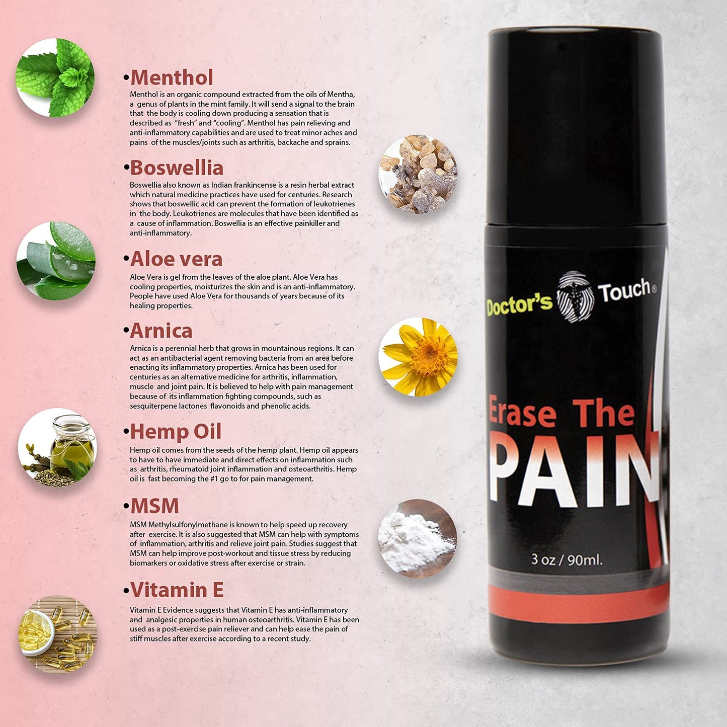 Doctor's Touch Erase The Pain Relief Roll On - Fast Acting Topical Pain Relief Roll On for Nerves, Joints, All Muscle Soreness and Discomfort - Roll on Muscle Pain Relief Doctor's TouchBuy Supplements Australia