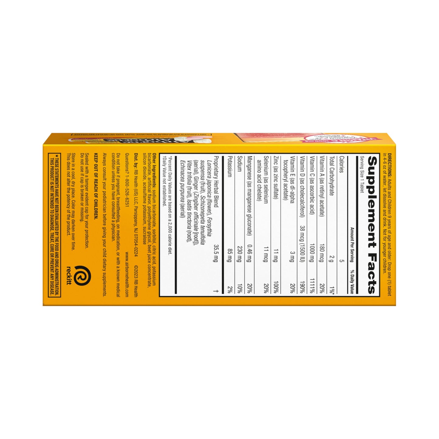 Vitamin C 1000mg (per serving) - Airborne Very Berry Effervescent Tablets (36 count in a box), Gluten-Free Immune Support Supplement, With Vitamins A C E, ZINC, Selenium, Echinacea & Ginger AirborneBuy Supplements Australia
