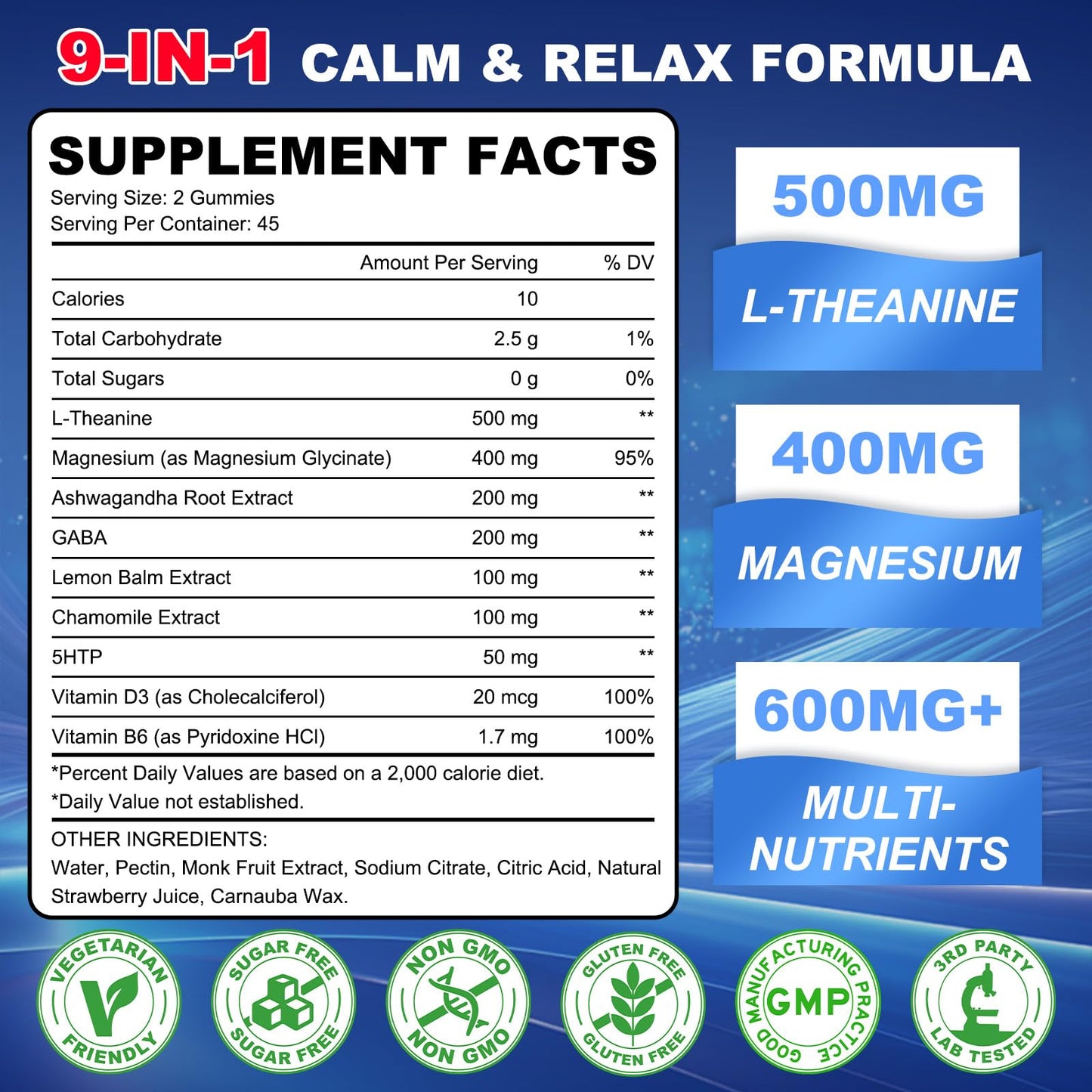 GlaGmrry 180 Count | L Theanine Gummies, L Theanine Supplement for Adults & Kids, w/Ashwagandha, Magnesium, GABA & 5-HTP, Sugar Free Liposomal Formula for Calm Relax zzZ M♡♡d & Focus, Vegan GlaGmrryBuy Supplements Australia