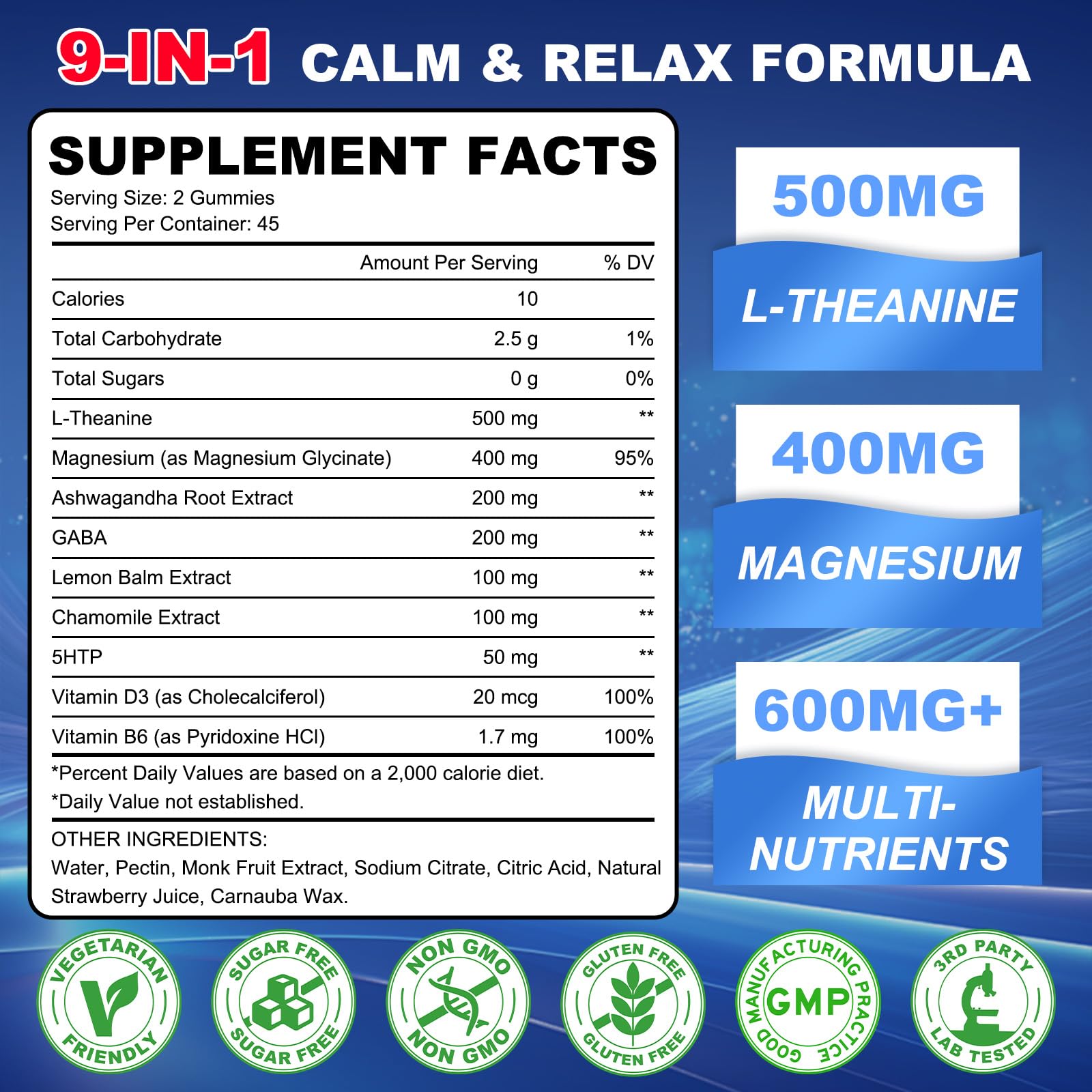 GlaGmrry 90 Count | L Theanine Gummies, L Theanine Supplement for Adults & Kids, w/Ashwagandha, Magnesium, GABA & 5-HTP, Sugar Free Liposomal Formula for Calm Relax zzZ M♡♡d & Focus, Vegan GlaGmrryBuy Supplements Australia