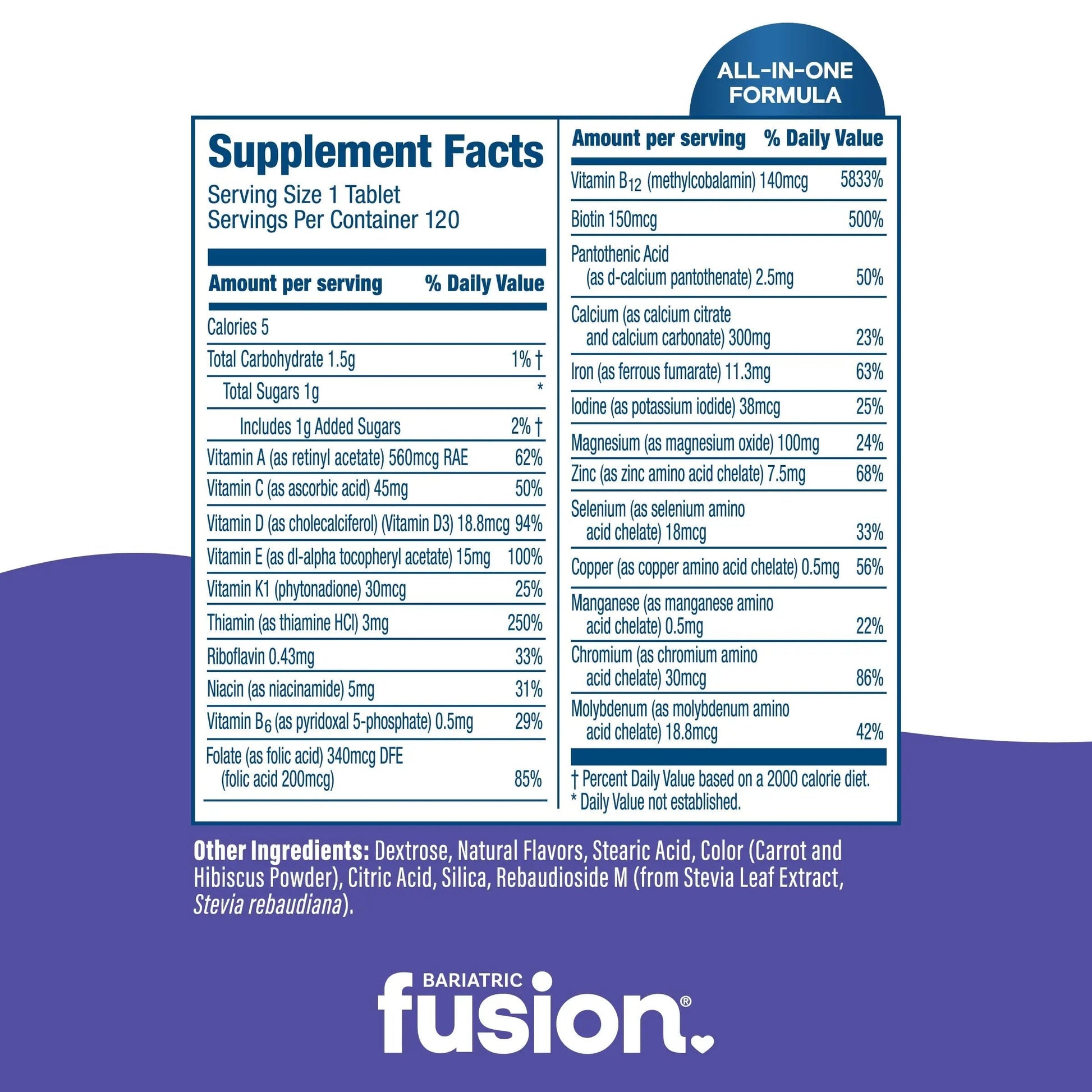 Bariatric Fusion Very Berry Complete Chewable Bariatric Multivitamin with Iron and Vitamin K for Bariatric Surgery Patients Including Bariatric Fusion