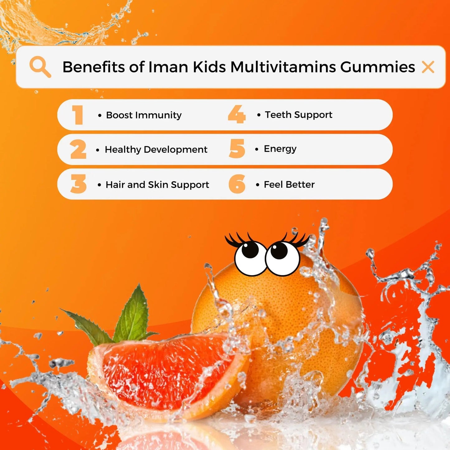 Iman Vitamins Halal Kids Multivitamin Gummies | Vitamin C, D, Zinc, A, E, B6, B12, Biotin, Folate, Inositol | Strengthen Metabolism, Bones & Immunity | Iman Vitamins