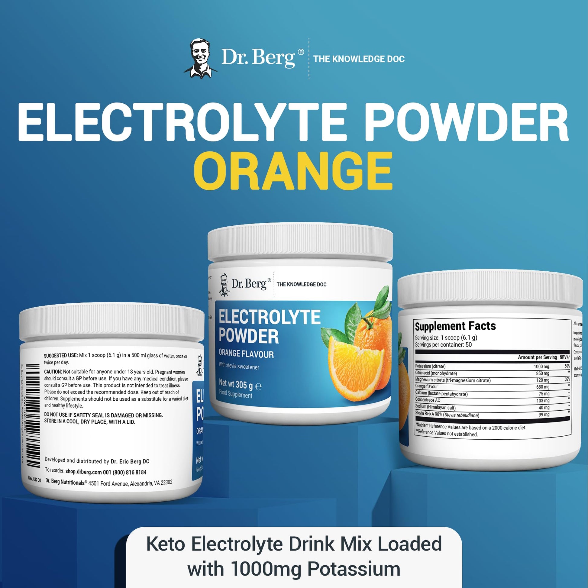 Dr. Berg Electrolyte Powder - Electrolyte Drink Supplements with 1000mg Potassium Dr. Berg NutritionalsBuy Supplements Australia